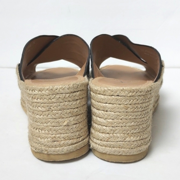 Aquatalia Marina Leather Croc Embossed Crisscross Espadrille Wedges Black Size 7 - Picture 9 of 15